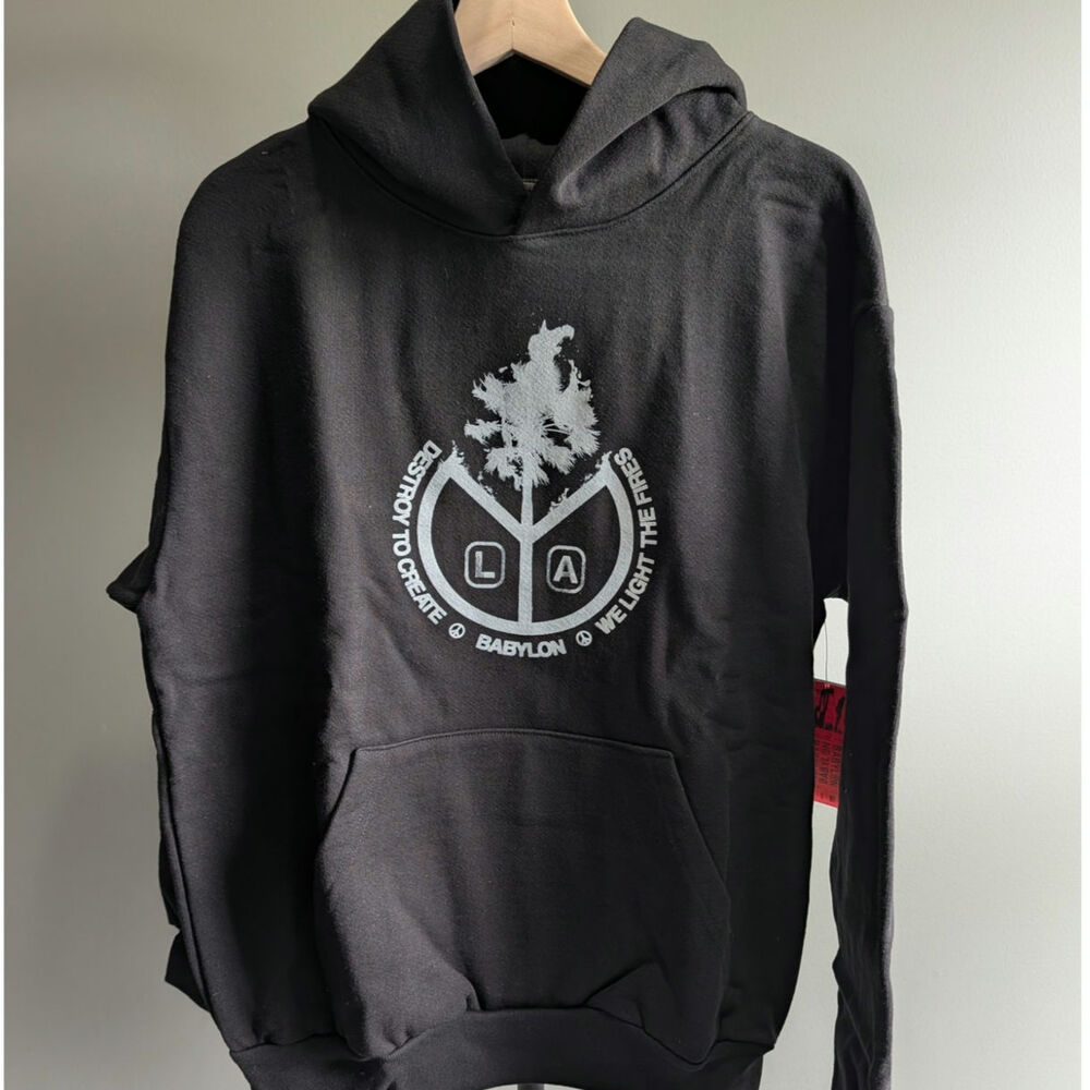 NWT Babylon LA "Destroy to Create" Hoodie Size Medium Black